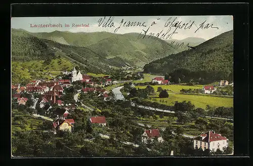 AK Lautenbach im Renchtal, Totalansicht aus der Vogelschau