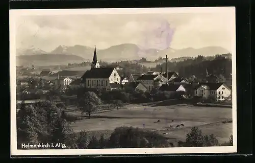 AK Heimenkirch im Allgäu, Ortsansicht mit Kirche