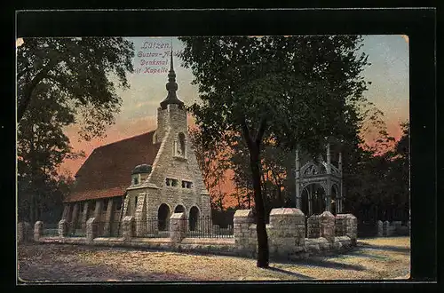 AK Lützen, Gustav-Adolf-Denkmal mit Kapelle