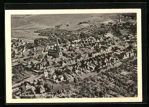 AK Buxtehude, Ortsansicht vom Flugzeug aus