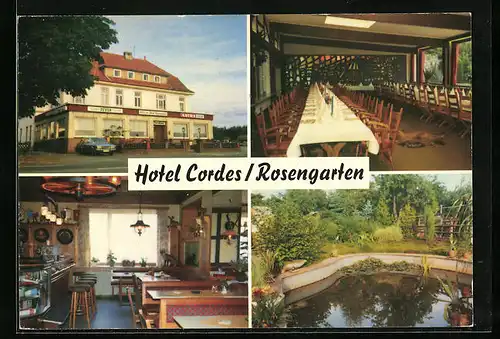 AK Rosengarten, Hotel Cordes in vier Ansichten