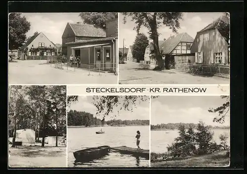 AK Steckelsdorf, Fünf Ansichten aus Ort und Umgebung