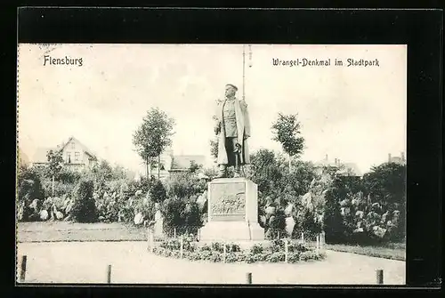 AK Flensburg, Wrangel-Denkmal im Stadtpark