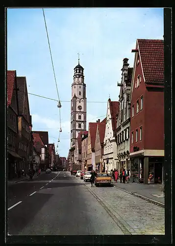 AK Lauingen /Donau, Herzog-Georg-Strasse mit Schimmelturm