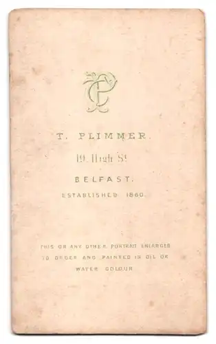 Fotografie T. Flimmer, Belfast, 19, High St., Portrait stattlicher Herr mit Vollbart