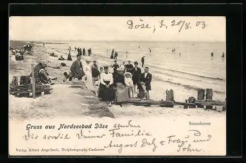 AK Döse / Nordseebad, Strand mit Besuchern