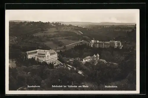 AK Schönstatt bei Vallendar am Rhein, Bundes- und Studienheim, Luftbild
