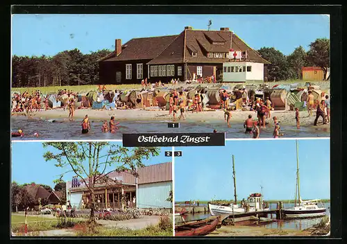 AK Zingst, HO-Gaststätte Kurhaus, HO-Kaufhalle, Am Hafen