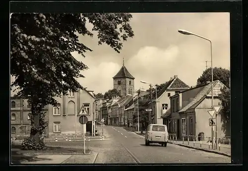 AK Grevesmühlen, August-Bebel-Strasse mit Geschäften