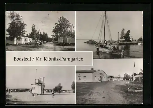 AK Bodstedt /Kr. Ribnitz-Damgarten, Kinderferienlager, Hafen, Strandpartie