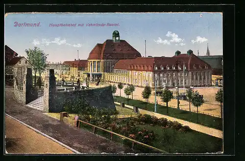 AK Dortmund, Hauptbahnhof mit Vehmlinde Bastei