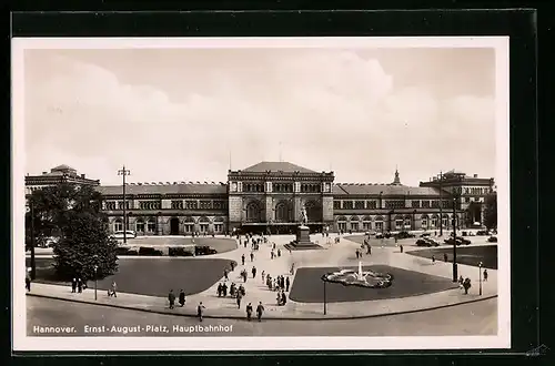 AK Hannover, Hauptbahnhof mit Ernst-August-Platz
