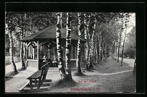 AK Klosterlausnitz i. Th., auf der Köppe, Mädchen sitzen in einem Pavillon