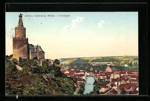 AK Weida i. Th., Gesamtansicht mit Schloss Osterburg