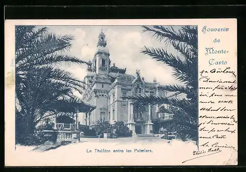 AK Monte-Carlo, le Théatre entre les Palmiers