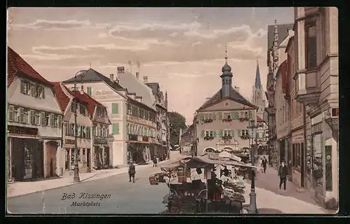 AK Bad Kissingen, Marktplatz mit Marktständen