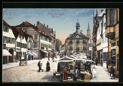 AK Bad Kissingen, Marktstände auf dem Marktplatz