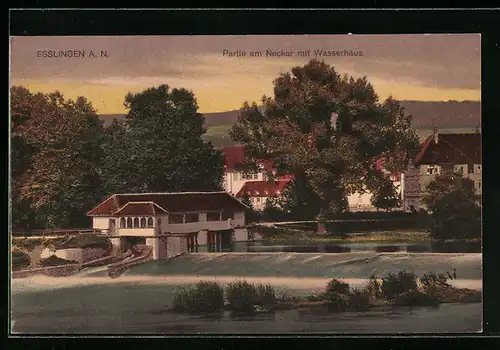 AK Esslingen a. N., Neckarpartie mit Wasserhaus