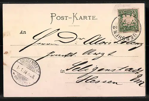 AK München, Ludwigsstrasse und Ludwigsdenkmal