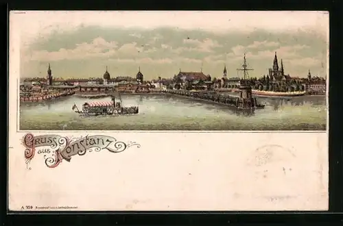 Lithographie Konstanz / Bodensee, Gesamtansicht
