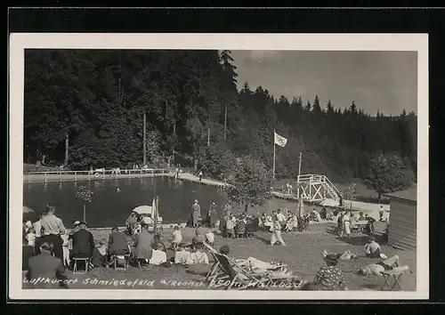 AK Schmiedefeld / Rennsteig, Waldbad mit Badegästen