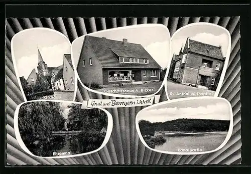 AK Bevergern i. Westf., Kirche, Geschäftshaus A. Ricker, St. Antonius-Hospital