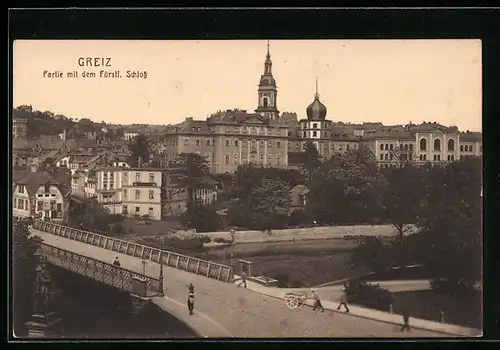 AK Greiz, Partie mit dem Fürstl. Schloss
