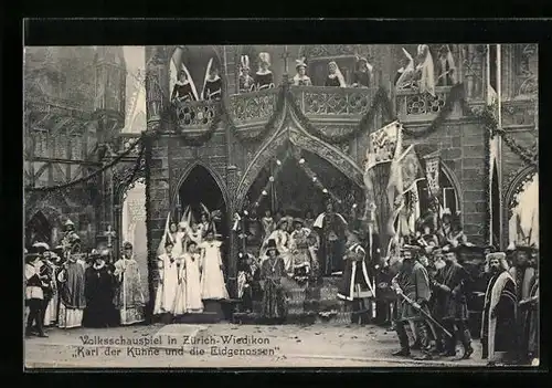 AK Zürich-Wiedikon, Volksschauspiel Karl der Kühne und die Eidgenossen