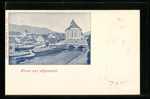 Präge-AK Appenzell, Teilansicht, Appenzellerin in Tracht