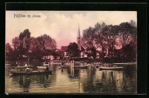 AK Pfäffikon, Uferpartie mit Booten