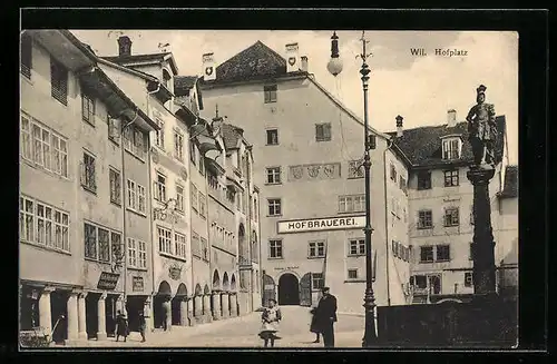 AK Wil, Hofplatz mit Geschäften