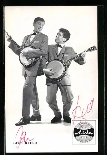 AK Musiker Jan + Kjeld mit ihren Banjos, Autograph