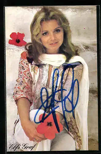 AK Musikerin Elfi Graf mit weissem Schal, Autograph