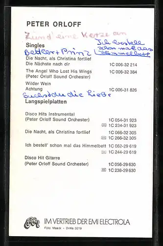 AK Musiker Peter Orloff im geblümten Hemd, Autograph