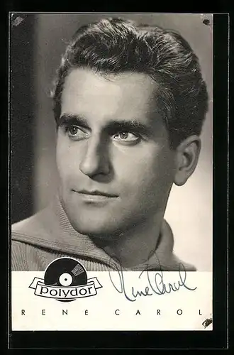 AK Musiker René Carol im Troyer, Autograph