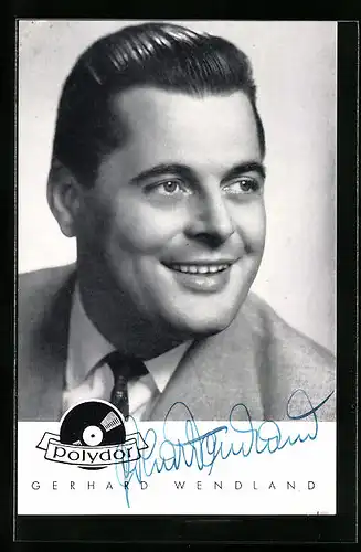 AK Musiker Gerhard Wendland mit pomadisierten Haaren, Autograph