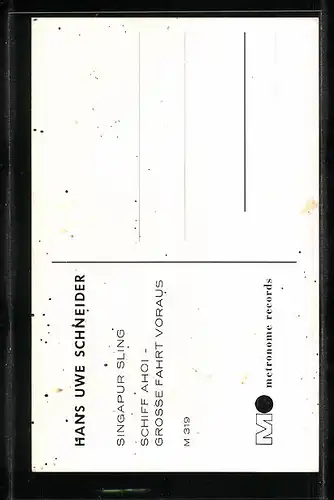 AK Musiker Hans Uwe Schneider mit Pfeife, Autograph