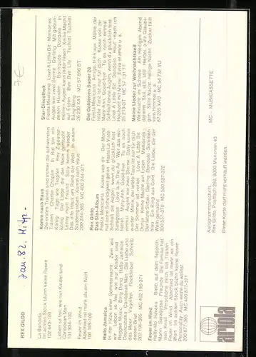AK Musiker Rex Gildo mit weit geöffnetem Hemd, Autograph