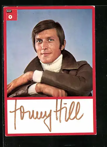 AK Musiker Johnny Hill in Lederjacke, Autograph