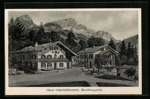 Künstler-AK Berchtesgaden, Hotel Haus Unterkälberstein