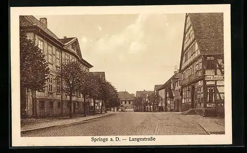 AK Springe a. D., Langestrasse mit Hotel Ratskeller