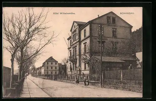 AK Schandau, Strassenpartie mit Hotel Wilhelmshöhe