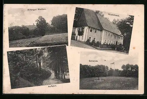 AK Niethen, Rittergut mit Wohnhaus, Schanze