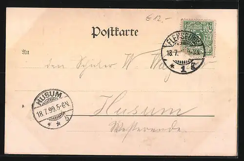 AK Flensburg, Cafe Baugert, Innenansicht, Uferpartie mit Schiffen