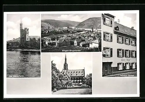 AK Bingen am Rhein, Pension Gretel, Gerbhausstrasse 19, Rochuskapelle, Der Mäuseturm