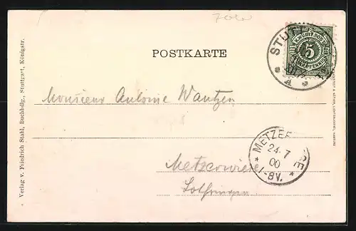 AK Stuttgart, Johanneskirche mit Feuersee, Passepartout