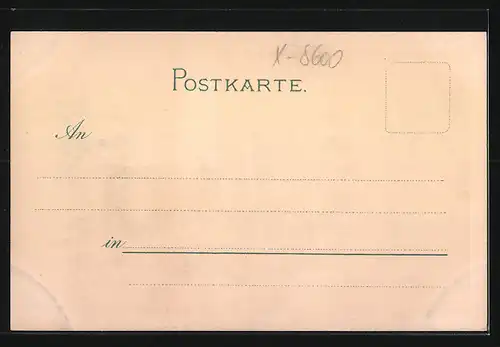 Lithographie Bautzen, Teilansicht, Ortspartie mit Turm