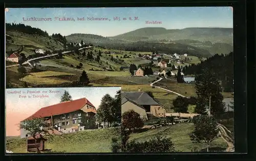 AK Falkau /Bad. Schwarzwald, Gasthof u. Pension zur Krone, Panorama