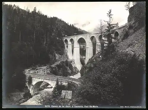 Fotografie Gebr. Wehrli Kilchberg, Zürich, Ansicht Chamonix, Pont Ste. Marie, Chemin de fer electr.