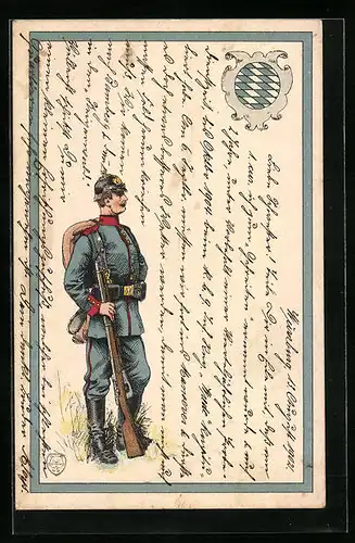 AK Soldat in Uniform mit Pickelhaube und Gewehr